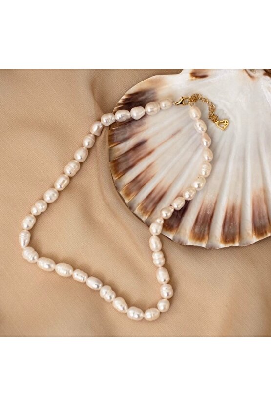 Gerçek Hakiki Barok Arpa Kadın İnci Kolye