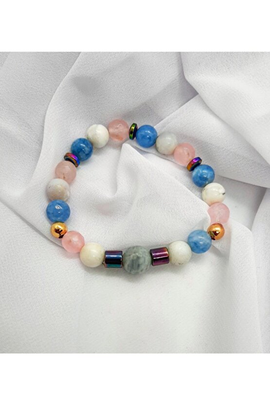 Kadın Pembe Kuvars Taş Bileklik