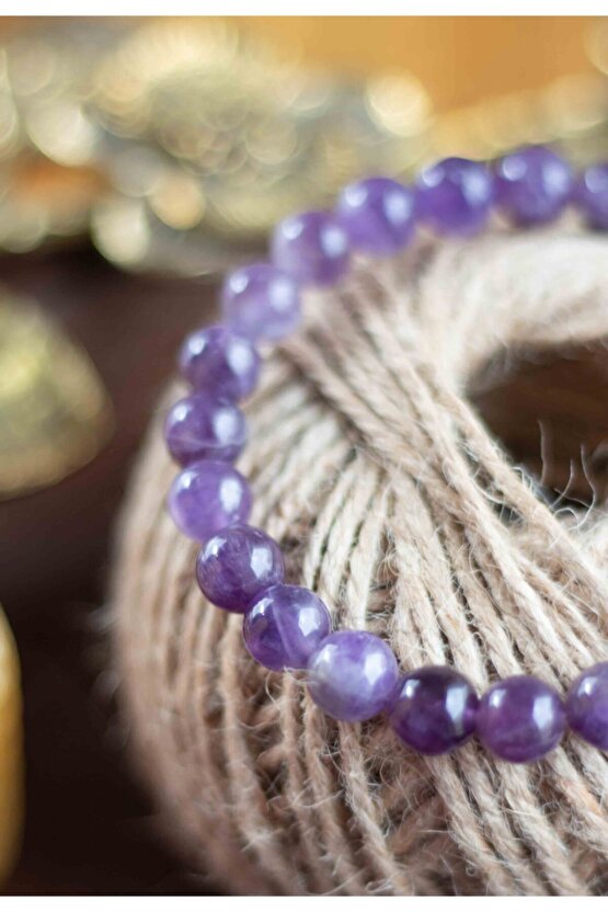 Ametist Taşı Doğaltaş Bileklik 8 Mm