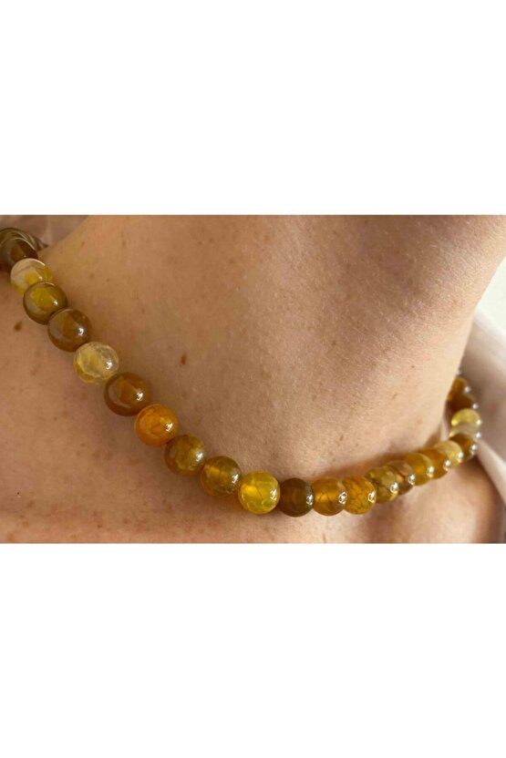 Akik Taşı Doğaltaş Kolye 8 Mm