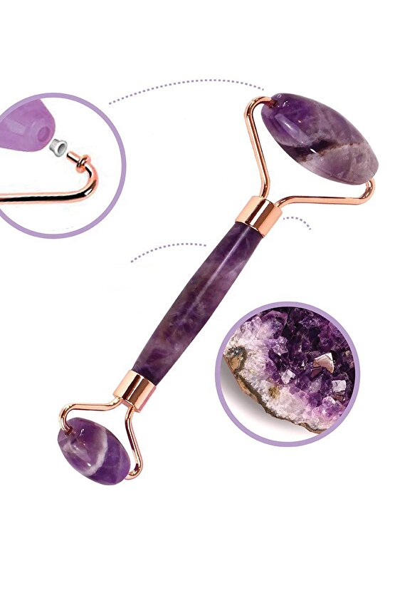 Ametist Taşı Roller Masaj Aleti Ve Guasha Taşı Özel Seri