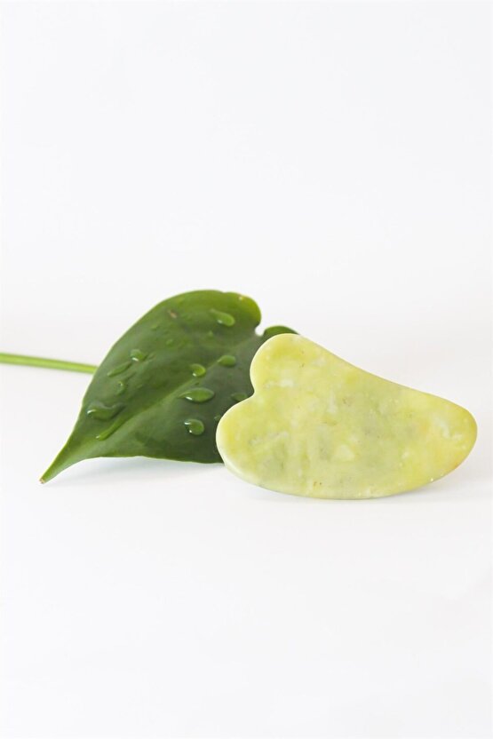 Doğaltaş Kalp Yeşim Taşlı Gua Sha Yüz Masaj Taşı