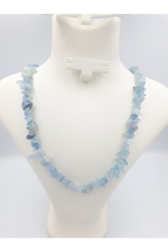 Akuamarin Kırıktaş Kolye Uzunluk 40cm