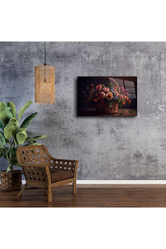 Rustik Sepetli Yapay Çiçek Aranjmanı