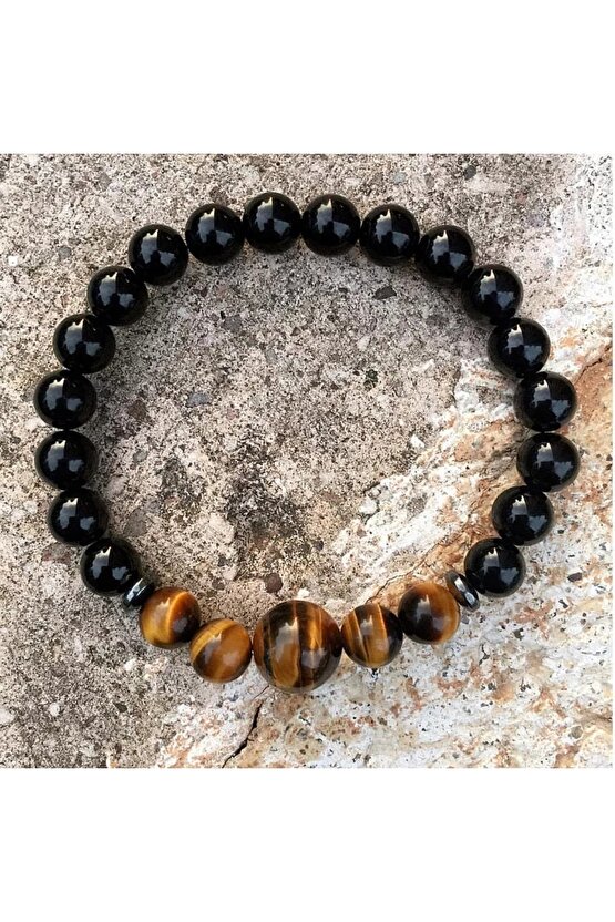 Kaplan Gözü akik Erkek Doğaltaş Bileklik