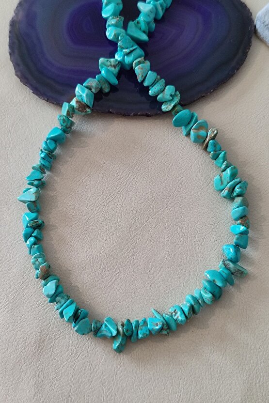 Sertifikalı Turkuaz Firuze Kırıktaş Doğaltaş Kolye