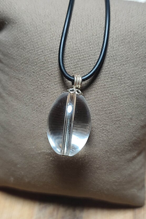 Kuvars Taşı Damla Model Natural Şeffaf Kolye
