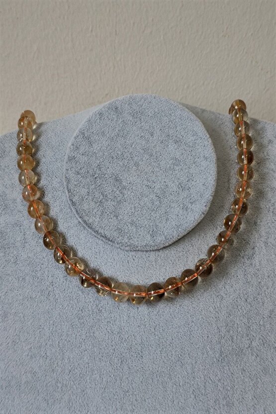 Sertifikalı 8 Mm Sitrin Doğaltaş Kolye