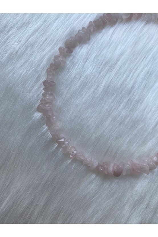 Pembe Kuvars Kırıktaş Doğal Taş Kolye