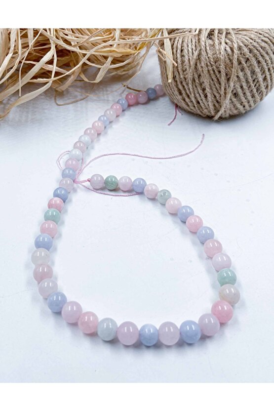 Morganit Küre Kesim 8 Mm Doğal Taş Dizi