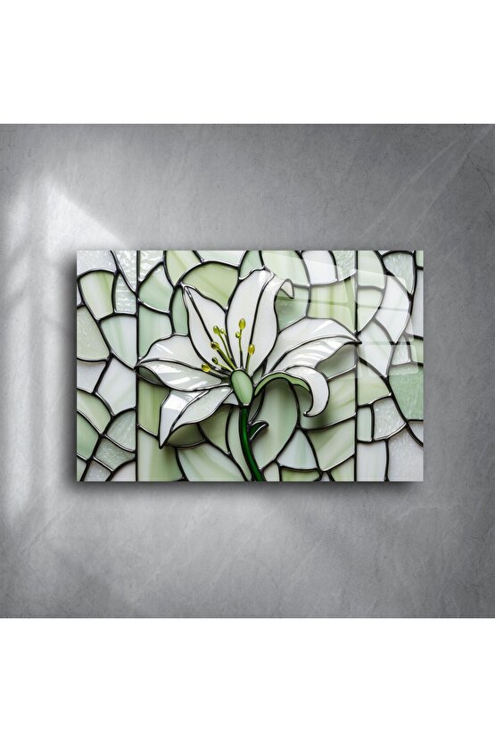 El Yapımı Vitray Zambak Duvar Sanatı Paneli