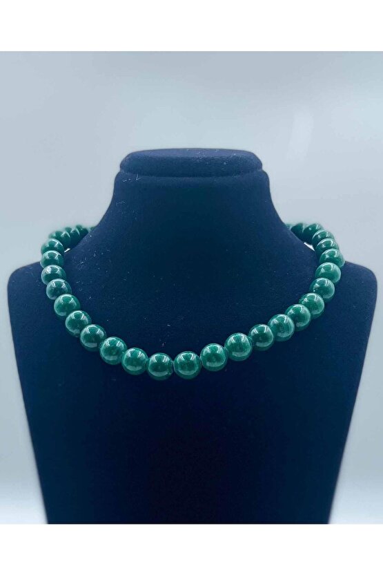 Malakit Aa Kalite Doğal Taş Kolye 8 Mm Küre Kesim