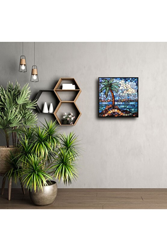 Tropikal Palmiye Cam Tablo