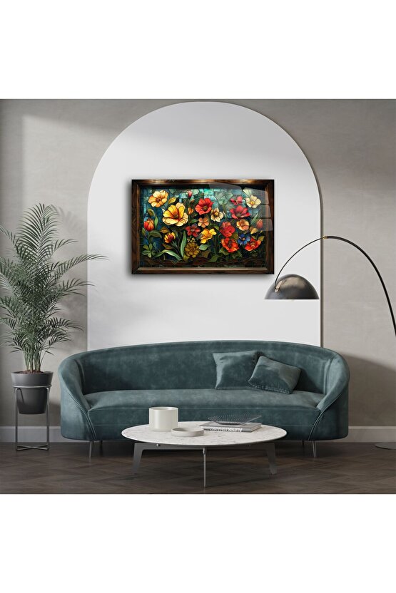 Cam Tablo Soyut Yüz Çizimi Duvar Sanatı