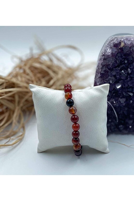 Akik Doğal Taş Bileklik 8 Mm Küre Kesim