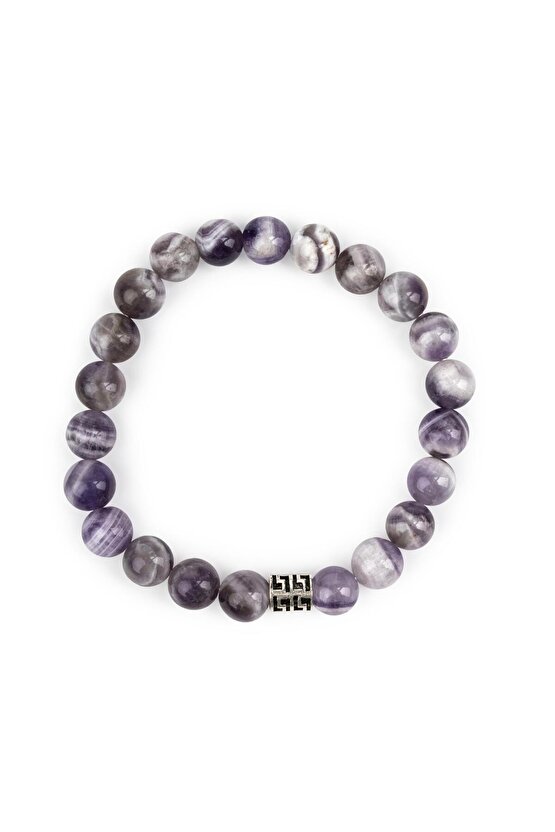 Ametist Doğal Taş Gümüş Bileklik