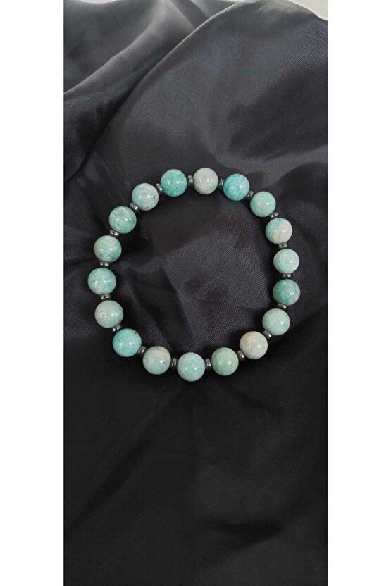 Amazonit Hematit Doğal Taş Bileklik 8mm