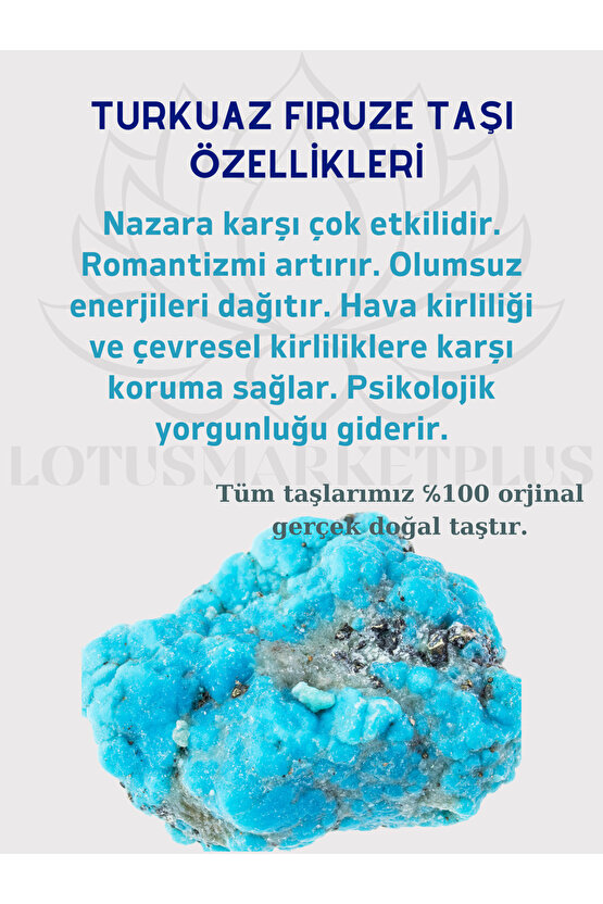 Turkuaz Firuze Kalpli Doğaltaş Kolye