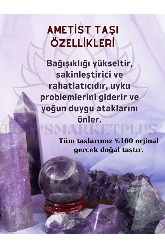 Ametist Kurşun Doğaltaş Kolye