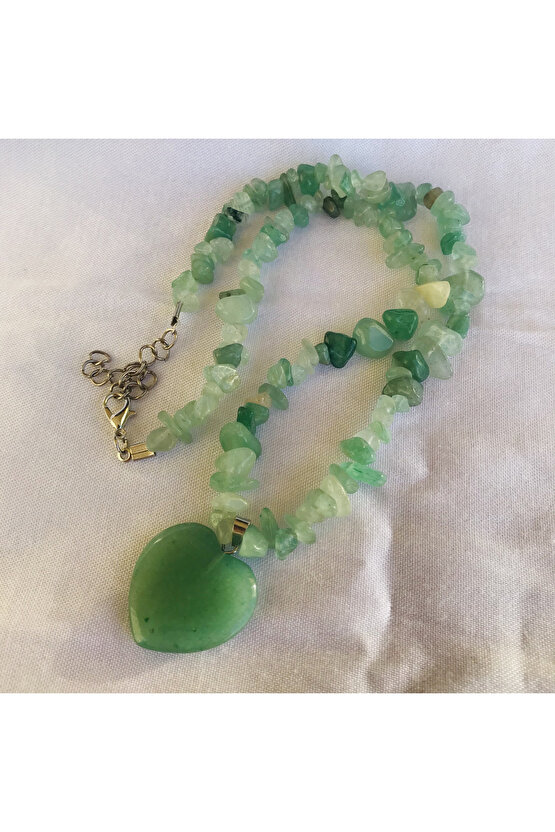 Aventurin Kırıktaş Şekilli Kalpli Doğaltaş Kolye