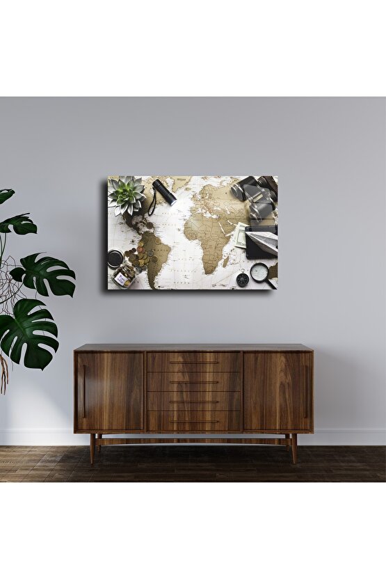 Harita Görseli Cam Tablo Duvar Dekoru 2