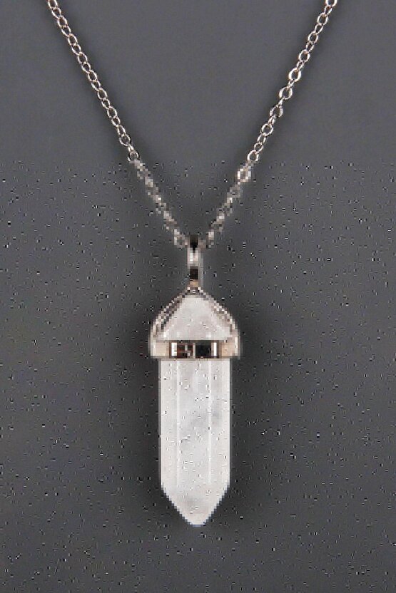 Kristal Kuvars Doğal Taş Çivi Kolye