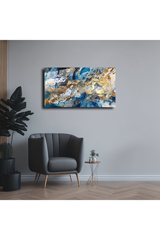 Mermer Desenli Cam Tablo Duvar Dekoru 1