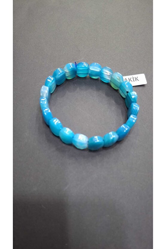 Mavi Akik Rolex 8 X 14 Mm Özel Kesim Doğal Taş Bileklik