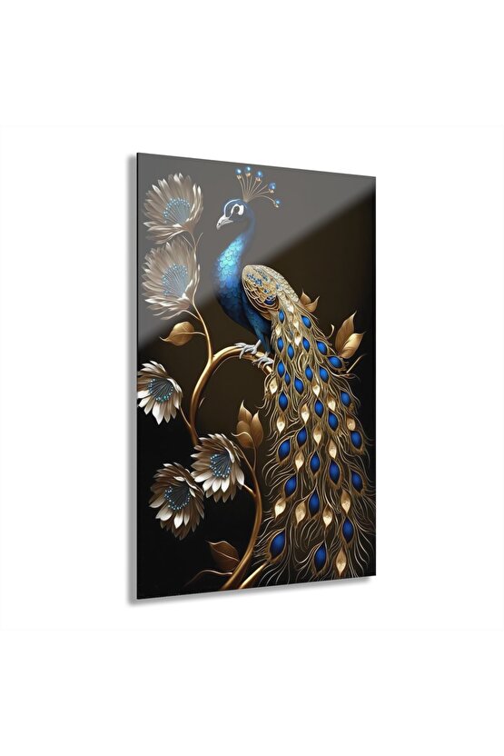 Tavus Kuşu Cam Tablo Duvar Dekoru 3