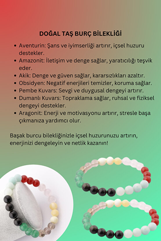 -DENGE VE NETLİK-Başak Burcu Taşlarından Oluşan Doğal Taş Bileklik