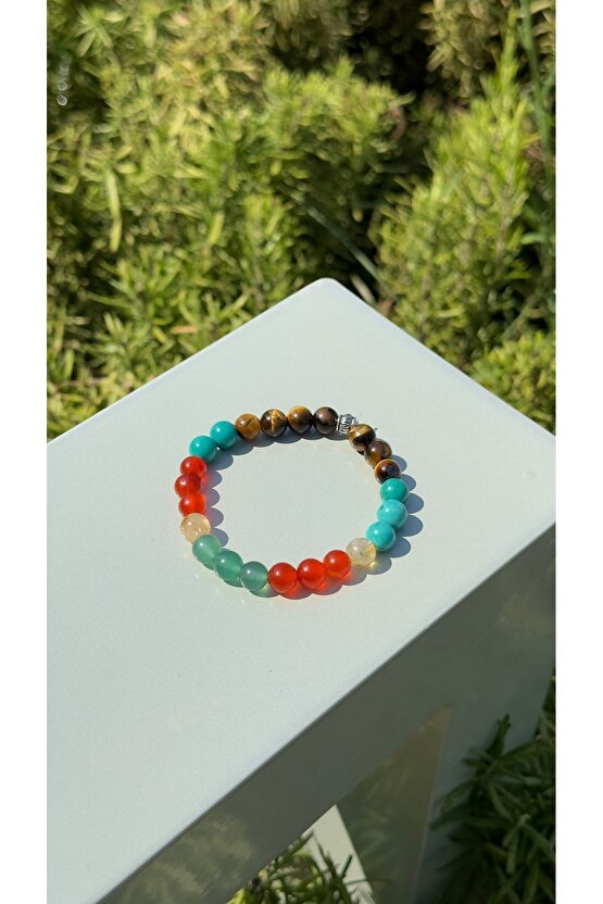 Doğal Taş Para Mıknatısı Bileklik Yeşil Aventurin & Hematit Enerji Bilekliğ