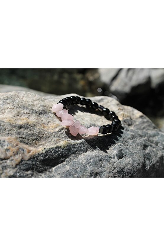 Oniks 8 Mm Faset Pembe Kuvars Doğaltaş Bileklik