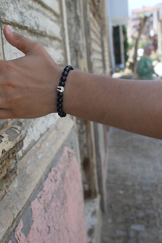 Akik Nal Figürlü Ön Aksesuarlı 8 Mm Küre Kesim Bileklik