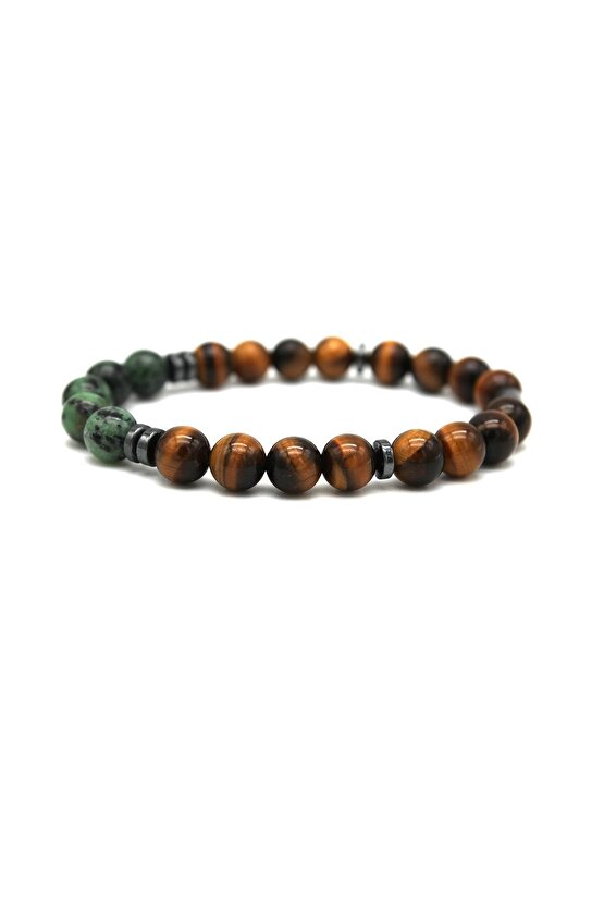 Kaplan Gözü Kök Zümrüt Doğaltaş Erkek Bileklik