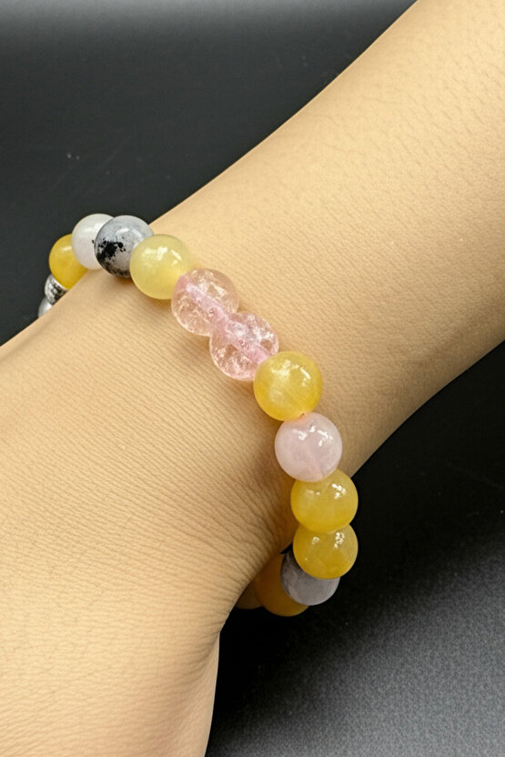 Pozitif Enerj Bilekliği- (AYTAŞI, NECEF, KALSİT VE PEMBE KUVARS) Sertifikalı