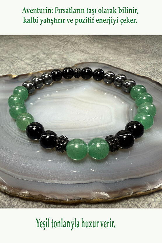 STRES BİLEKLİĞİ-%100 DOĞATAŞ BİLEKLİK-(ONİKS-AVENTURİN-HEMATİT BİLEKLİK)