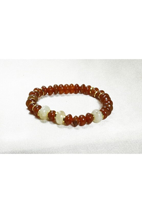 Kırmızı Akik ve Sitrin Doğal Taş Kadın Bileklik