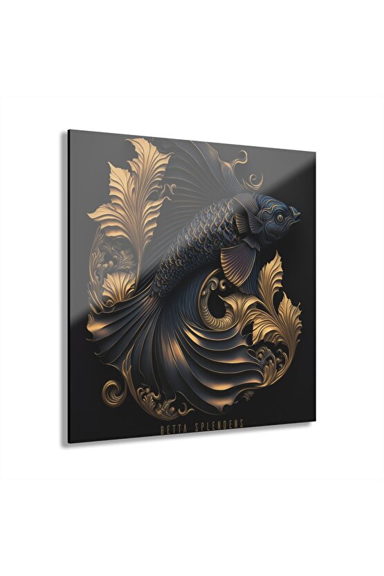 3d Balık Cam Tablo Duvar Dekoru