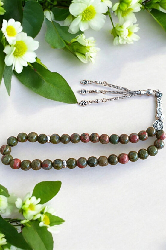 Unakit Taşı Tesbih 33 Lük Tesbih Orijinal Doğal Taş Renk Atmaz Doğal Taş Tesbih