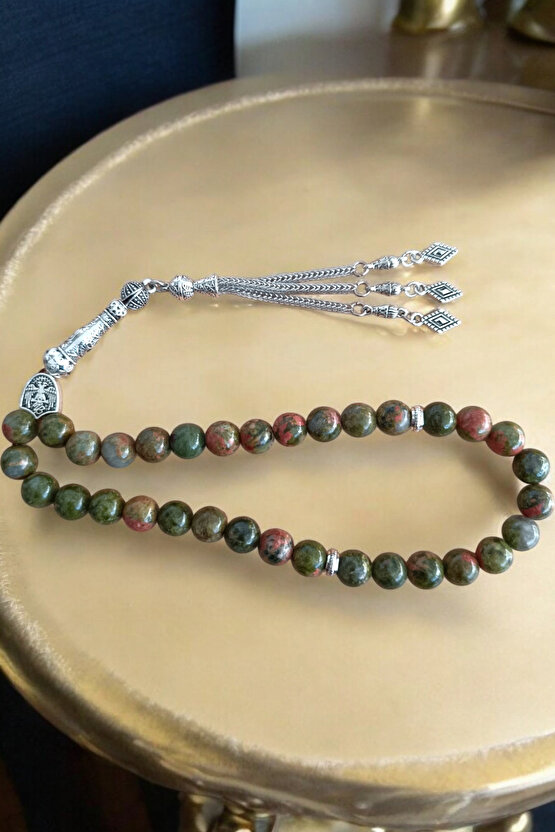 Unakit Taşı Tesbih 33 Lük Tesbih Orijinal Doğal Taş Renk Atmaz Doğal Taş Tesbih