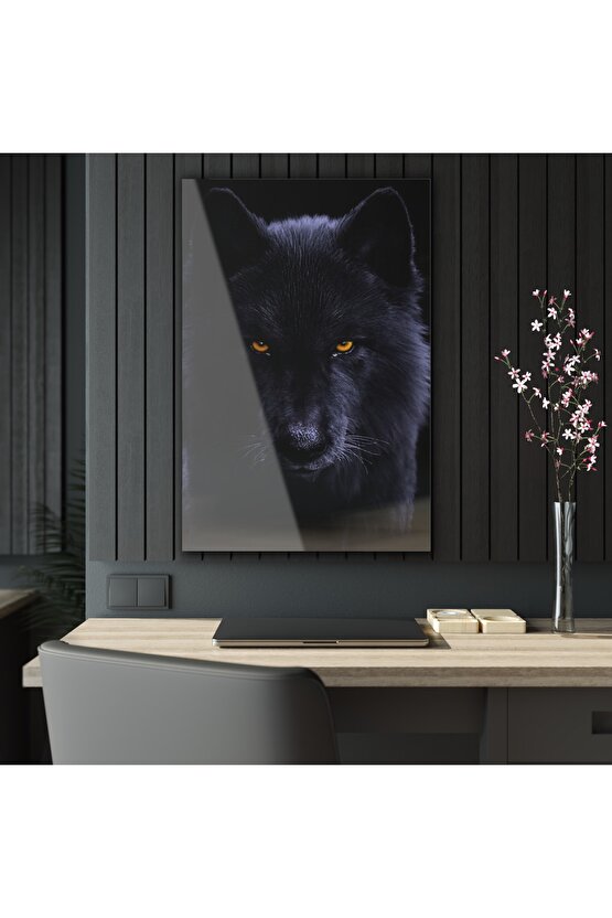 Siyah Kurt Cam Tablo Duvar Dekoru