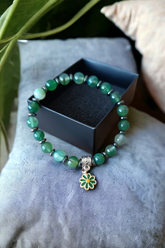 Yeşil Akik Taşı Ametist Taşı Doğal Taş Bileklik Çakra Taşı Nazar Koruyucu Taş