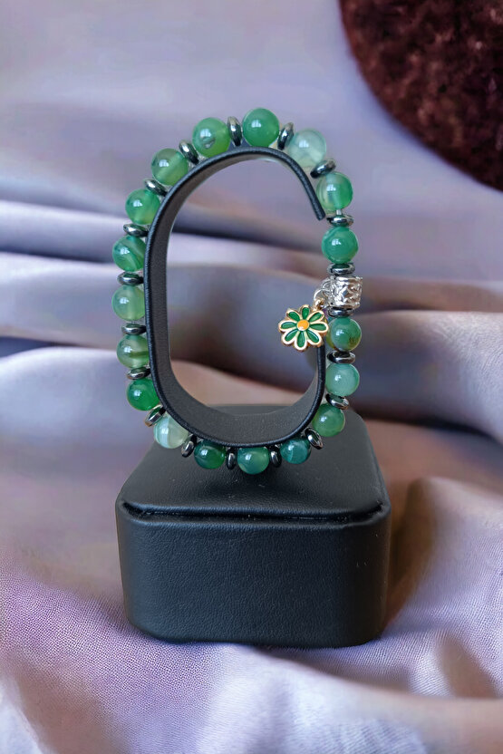 Yeşil Akik Taşı Ametist Taşı Doğal Taş Bileklik Çakra Taşı Nazar Koruyucu Taş