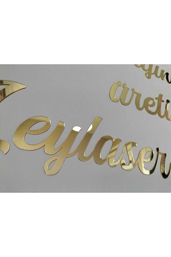 Kişiye Özel Yazı, Kendinden Yapışkanlı Aynalı Gold Pleksi Duvar Yazısı (HER 50 HARF IÇİN 1 ÜRÜN)