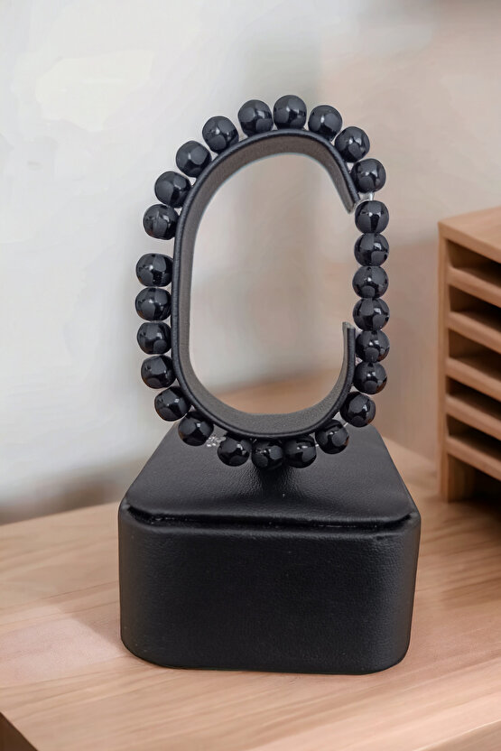 Desenli Parlak Oniks Bileklik  Doğal Taşlar Orijinal Gerçek Oniks Taşı Bileklik