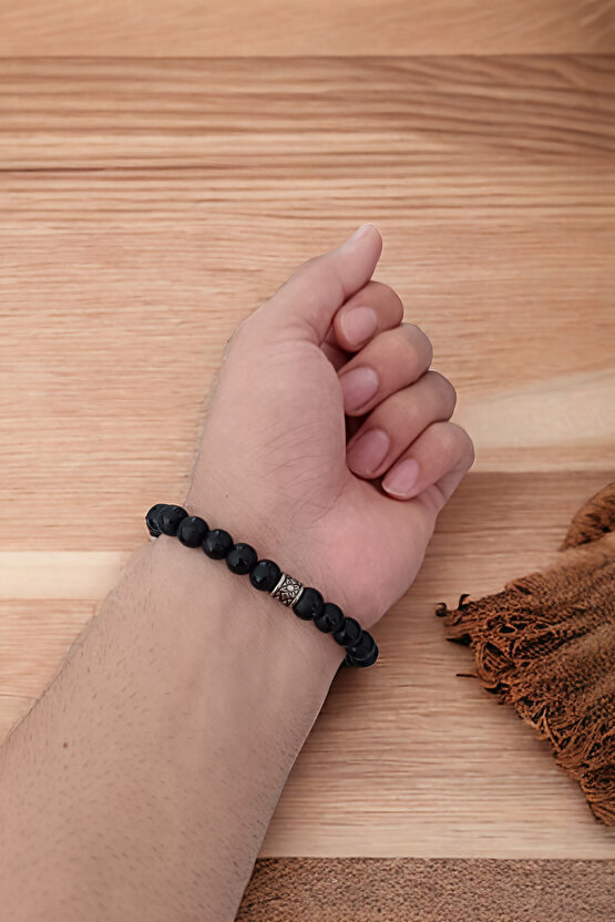 Desenli Parlak Oniks Taşı Havlit Taşı Bileklik  Doğal Taş Bileklik Doğal Taşlar