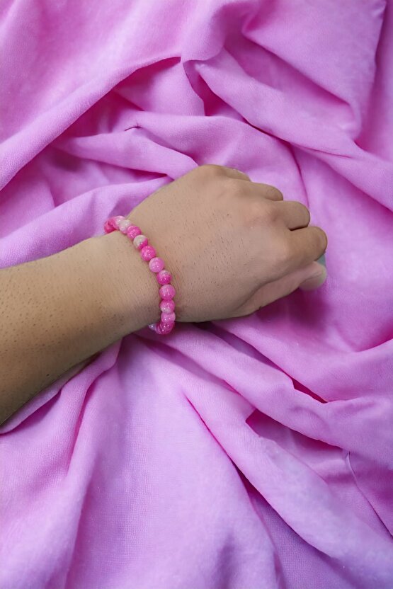 Ceyt Taşı Bileklik Pembe Bileklik Kadın Bileklik Renkli Bileklik Gençlik Taşı İmparator Taşı