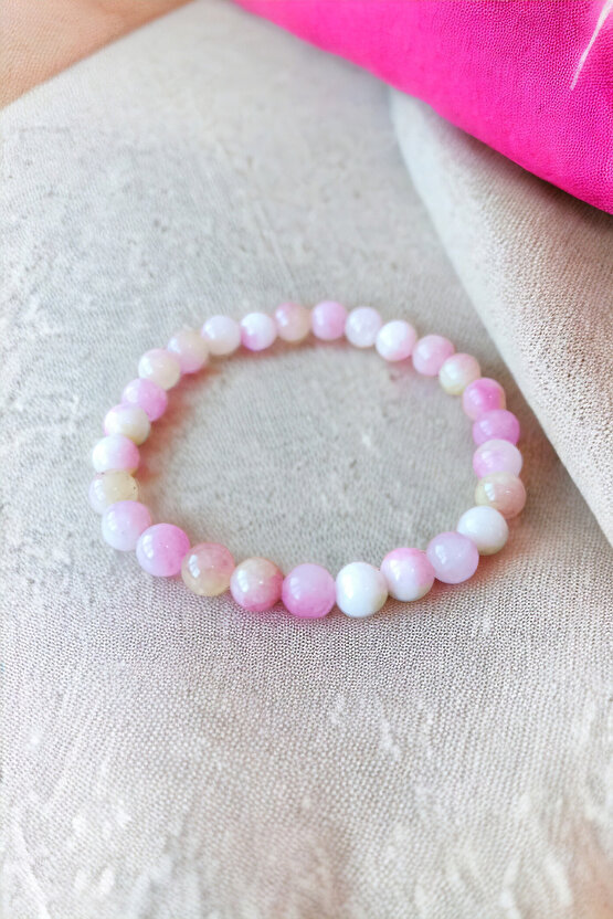 Ceyt Taşı Bileklik Açık Pembe Bileklik Kadın Bileklik Renkli Bileklik Gençlik Taşı İmparator Taşı