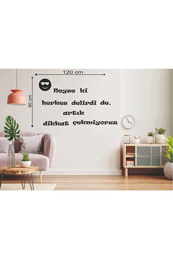 120*80 Cm Neyse Ki Herkes Delirdi De Artık Dikkat Çekmiyoruz Ahşap Duvar Yazısı