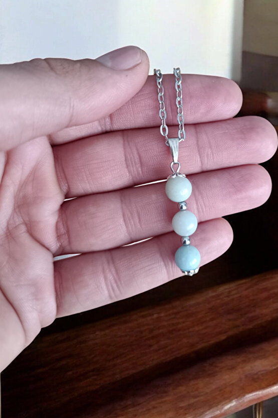 Amazonit Taşı kolye Amazonit Kolye doğal taş kolye zincirli kadın kolye hediyelik kolye